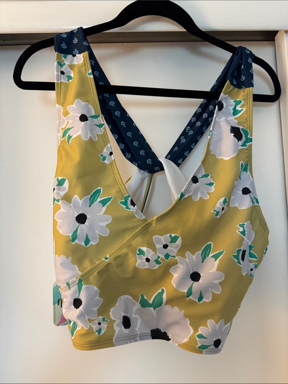Multipatterned Floral Wrap-Front Bikini Top
